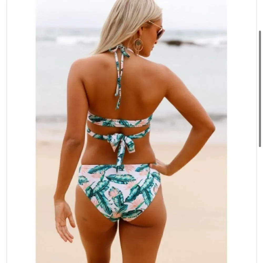 Teal Strand 2-piece bikini set w/ unique wrap cross over - S